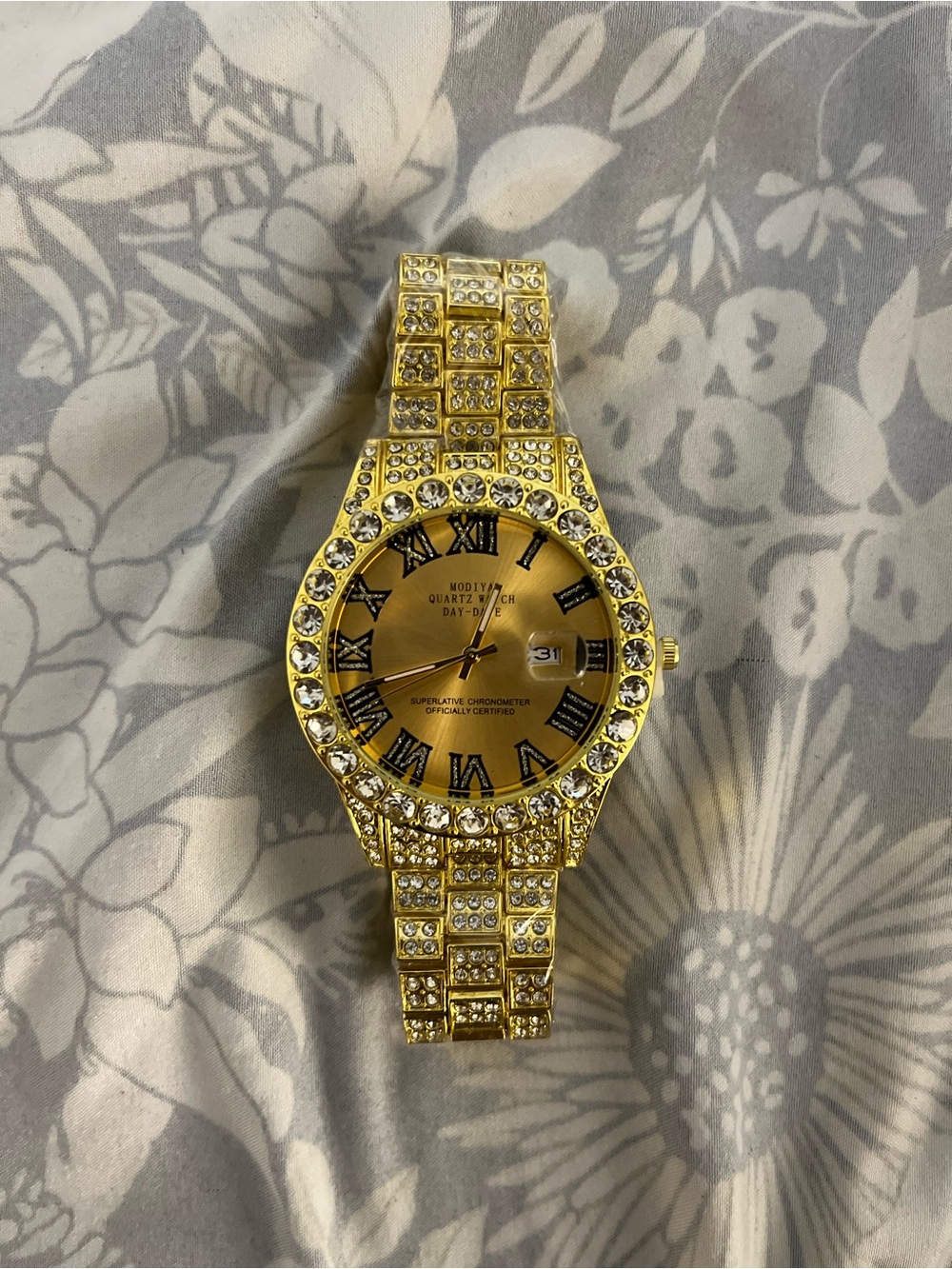 Gold Iced Out Diamond Mens Bustdown Watch Sapphire Glass Stainless Steel Shine ✨ - Picture 1 of 6